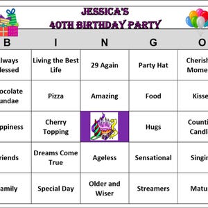 Gepersonaliseerde bingogame voor verjaardagsfeestjes met eeuwenoude zinnen, leuk voor alle leeftijden, inclusief 30 bingokaarten die naar je worden gemaild