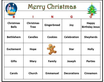 Christian Christmas Bingo Game (30 Cards)  Christmas Holiday Bingo Words with a Christian focus. Very fun! Print and Play!