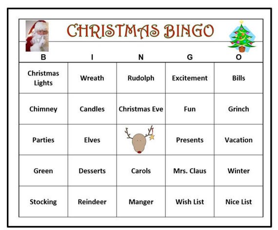 Christmas Party Bingo Spiel Urlaub Aktivitat Fur Alle Etsy