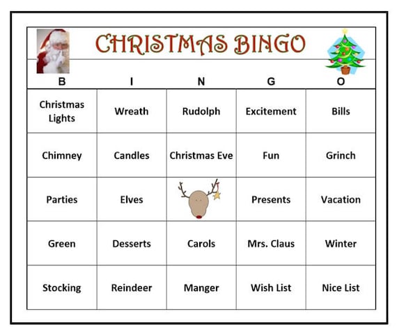 Christmas Party Bingo Spiel Urlaub Aktivitat Fur Alle Etsy