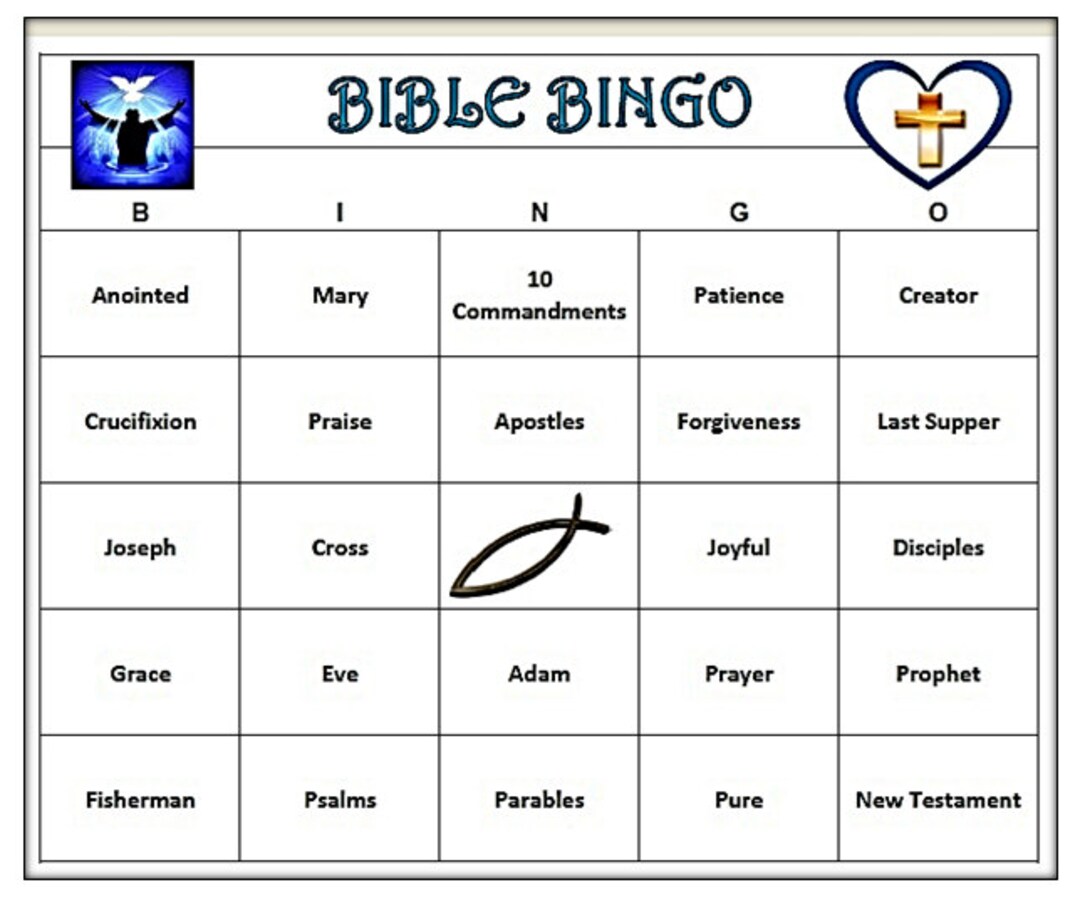 Bible Words Bingo Game 60 Cards Christian Youth Group Baptism Bible Study very Fun You Print