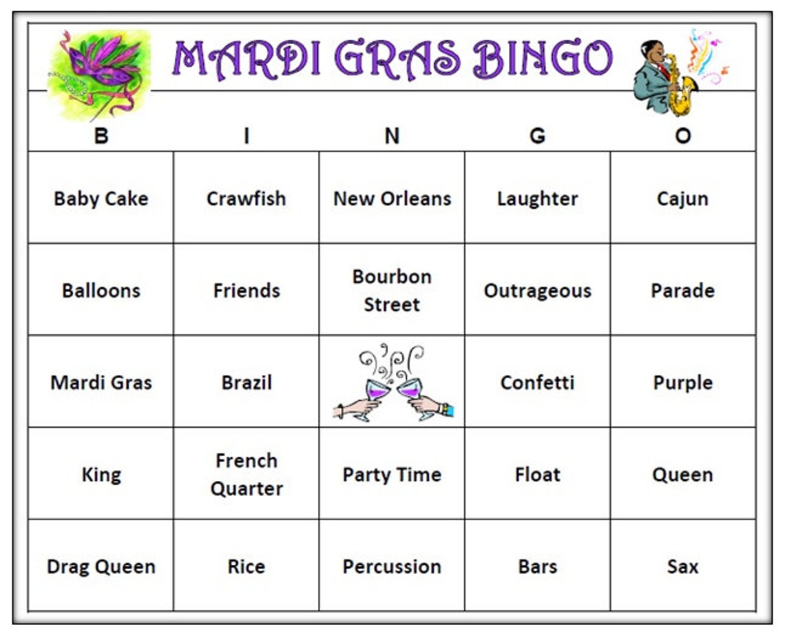 mardi gras bingo game