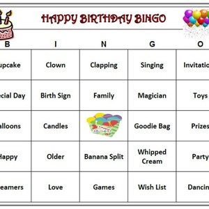 Jogo de Bingo de Aniversário Infantil - Entretenimento de Festa Perfeito! Diversão Especial para o Dia Especial do Seu Filho. Baixe, Imprima e Jogue! 30 Cartões