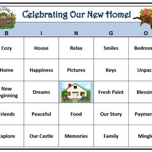 Housewarmingbingo: gepersonaliseerd nieuw thuisspel, leuk voor alle leeftijden! Vier je nieuwe plek. Inclusief 60 kaarten, downloaden, afdrukken en spelen!