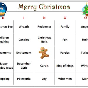 Christelijk kerstbingospel, kerstpret vol geloof voor familie, jeugdgroep of bijbelstudie. Inclusief 30 kaarten die naar je worden verzonden