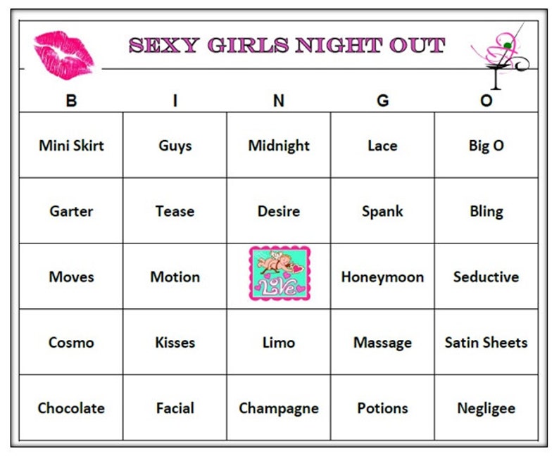 sexy girls night out party bingo game 60 cards sexy bingo etsy