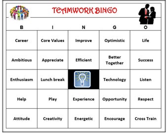Jogo de Bingo-Networking de Trabalho em Equipe para festas de escritório, conferências, eventos! Baixe, imprima e jogue! 30 Cartões de Bingo