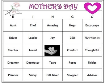 Mother&#39;s Day Bingo- Game to Celebrate Mom with Inspirational Words, Fun Party Game, Download, Print and Play! 60 Cards