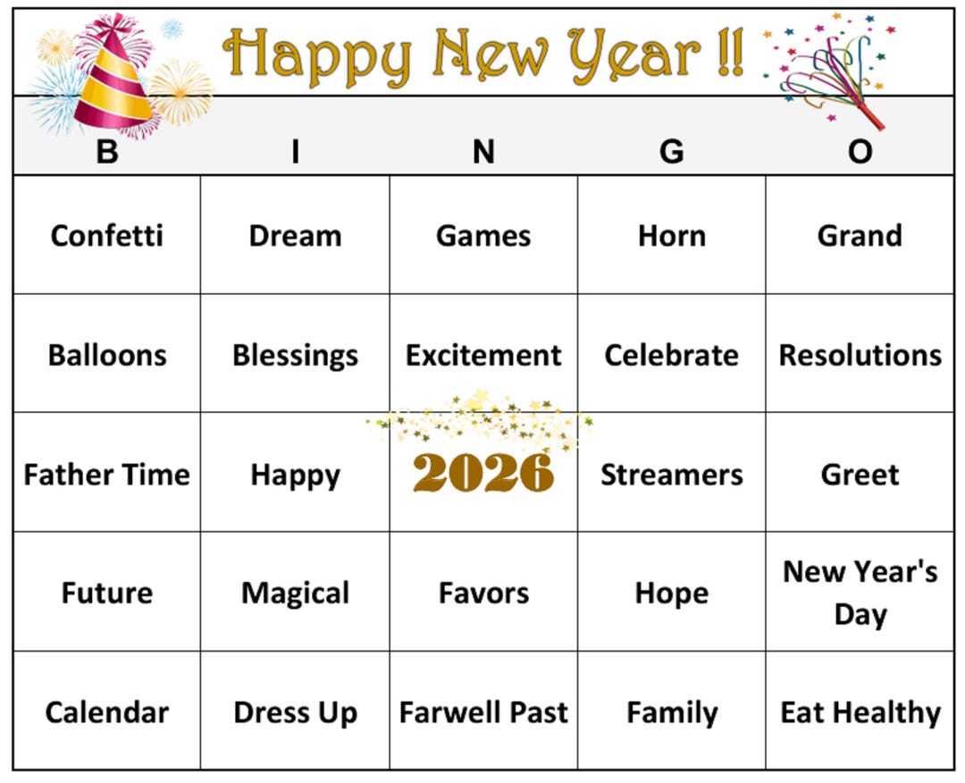 New Year's Eve Party Bingo Game (30 Cards) Fun for All Ages! Download ...