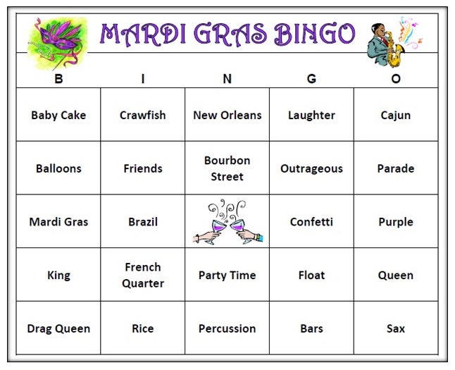 Mardi Gras Bingo - Colorful, Fun Game for Your Fat Tuesday Celebration. Downloadable, Print and Play! Includes 60 Unique Cards. - Etsy mardi-gras-bingo-colorful-fun-game-for-your-fat-tuesday-celebration-downloadable-print-and-play-includes-60-unique-cards-etsy