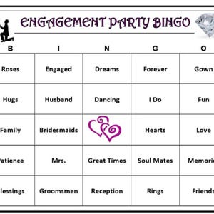 Bingo op verlovingsfeest, vier de liefde en het huwelijk met een leuk spel, heel leuk!  30 kaarten verzonden
