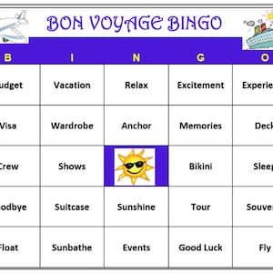 Emozionante Bon Voyage Bingo - Gioco perfetto per festeggiamenti di addio, stampa e gioca! Il download digitale include 60 carte uniche