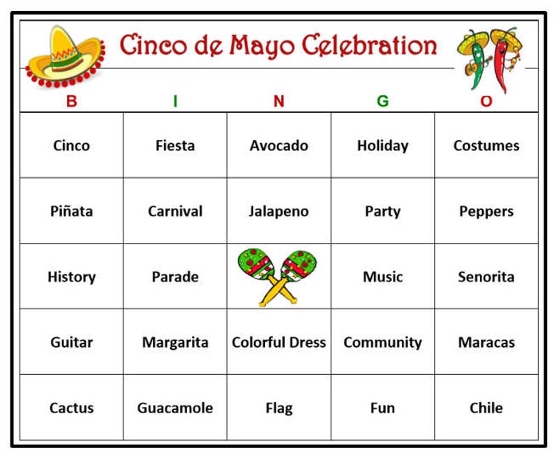 Cinco de Mayo Party Bingo Game