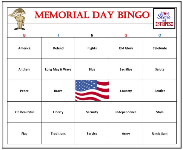 Memorial Day Bingo Free Printable Memorial Day Bingo Free Printable