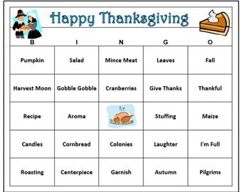 Thanksgiving Bingo Game- Fun Thanksgiving Activity for All Ages..