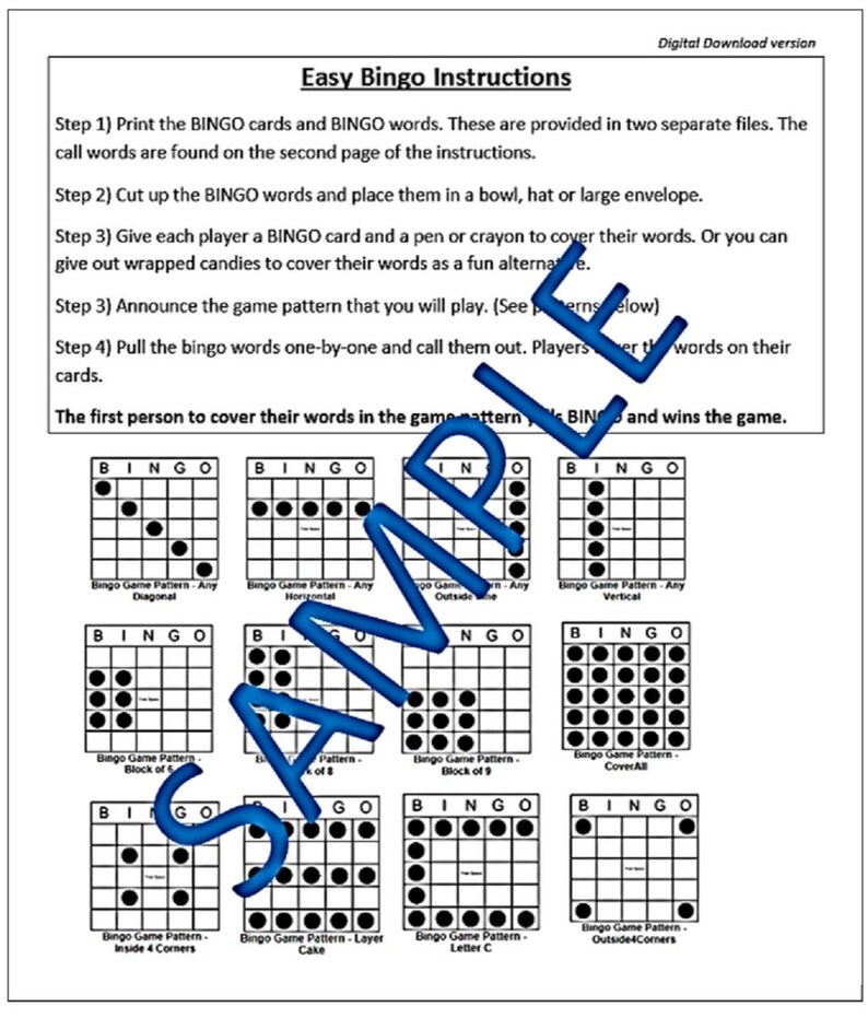 Chic Bridal Shower Bingo Fun Wedding Shower Game, Easy to Play