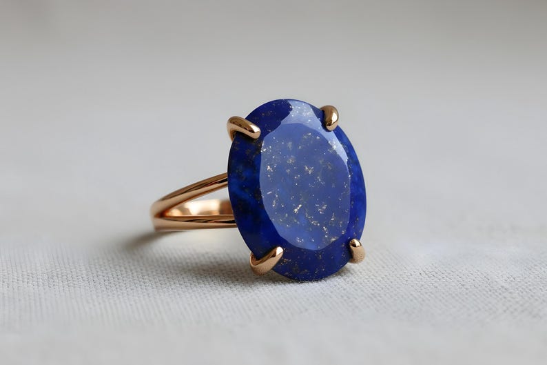 Prachtige ring met de geboortesteen van september · Lapis lazuli ring · Ring met natuursteen · Zilveren ring · Zilveren cocktailring · Edelsteenring afbeelding 7