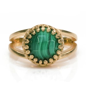 Pink Gold Ring · Malachite Ring · Gemstone Ring · Double Band Ring · Bridal Ring · Rose Gold Ring · Custom Ring