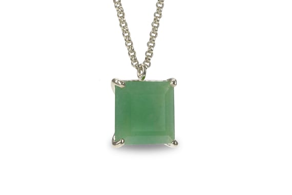 Vert naturel pendentif émeraude diamant mariage collier argent sans chaîne U Vert naturel pendentif émeraude diamant mariage collier argent sans chaîne U
