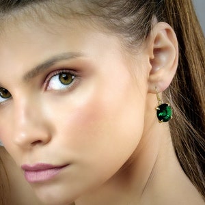 May Birthstone Earrings · Emerald Stone Earrings · Big Gold Statement Earrings · 18k Gold Earrings · Green Emerald Bridal Earrings