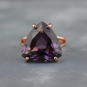Trillion Amethyst Ring · Sterling Silver Ring · Purple Gemstone Ring · 925 Silver Stone Ring · February Birthstone Ring image 9