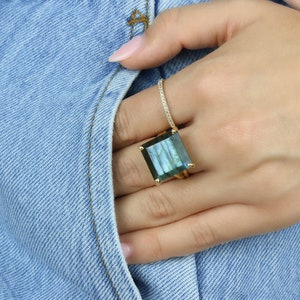 Gold Labradorite Ring · Gold Gemstone Ring · Square Semiprecious Ring · Shifting Color Ring · Cocktail Ring