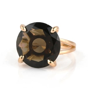 Fine Smoky Quartz Ring · Rose Gold Filled Ring · Rose Gold Cocktail Ring · Unique Gemstone Ring · Gold Statement Ring