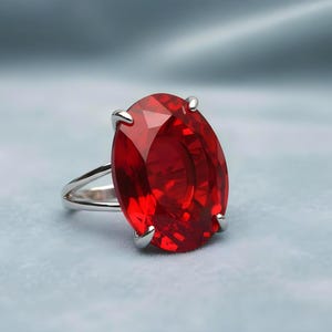 Vertical Oval Ruby Ring · Red Ruby Ring · Oval Cut Gemstone Ring · Engraved Ruby Ring image 6