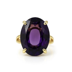 Purple Stone Ring · 14k Gold Ring · Solid Gold Ring · Gold Filled Ring · Handmade Ring · Amethyst Ring · Big Rings · Purple Rings For Women