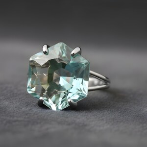 18k Rose Gold Ring · Hexagon Cut Topaz Ring · Rose Gold Vermeil Ring · November Birthstone Ring image 5