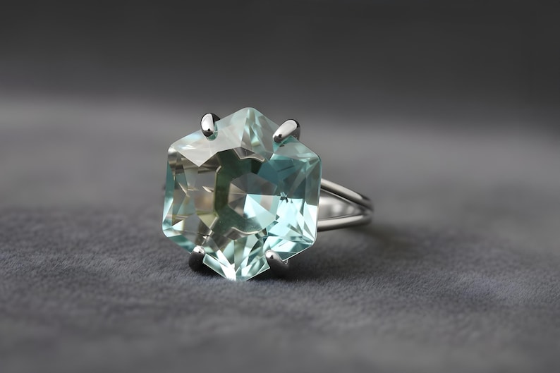 18k Rose Gold Ring · Hexagon Cut Topaz Ring · Rose Gold Vermeil Ring · November Birthstone Ring image 5