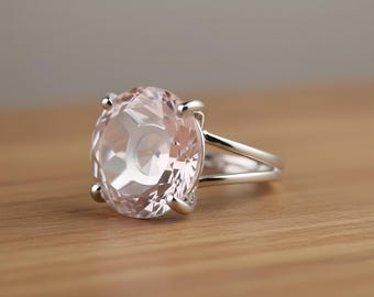 Rose Quartz Ring · Silver Ring · Gemstone Ring · Love Gemstone Ring · Girlfriend Gifts · Cocktail Ring · Handmade Rings