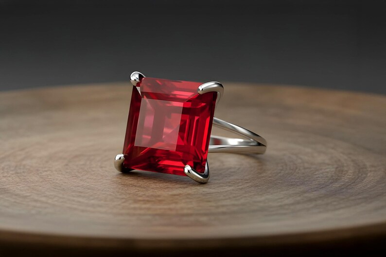 Pink Tourmaline Square Princess Cut Ring · 18k Gold Vermeil Jewelry · October Birthstone image 8