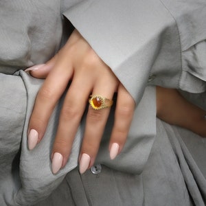 14k Citrine ring · Gold Ring · Gemstone Ring · Yellow Ring · Citrine Jewelry · Bridal Ring · Wedding Ring · Delicate Ring · November Ring