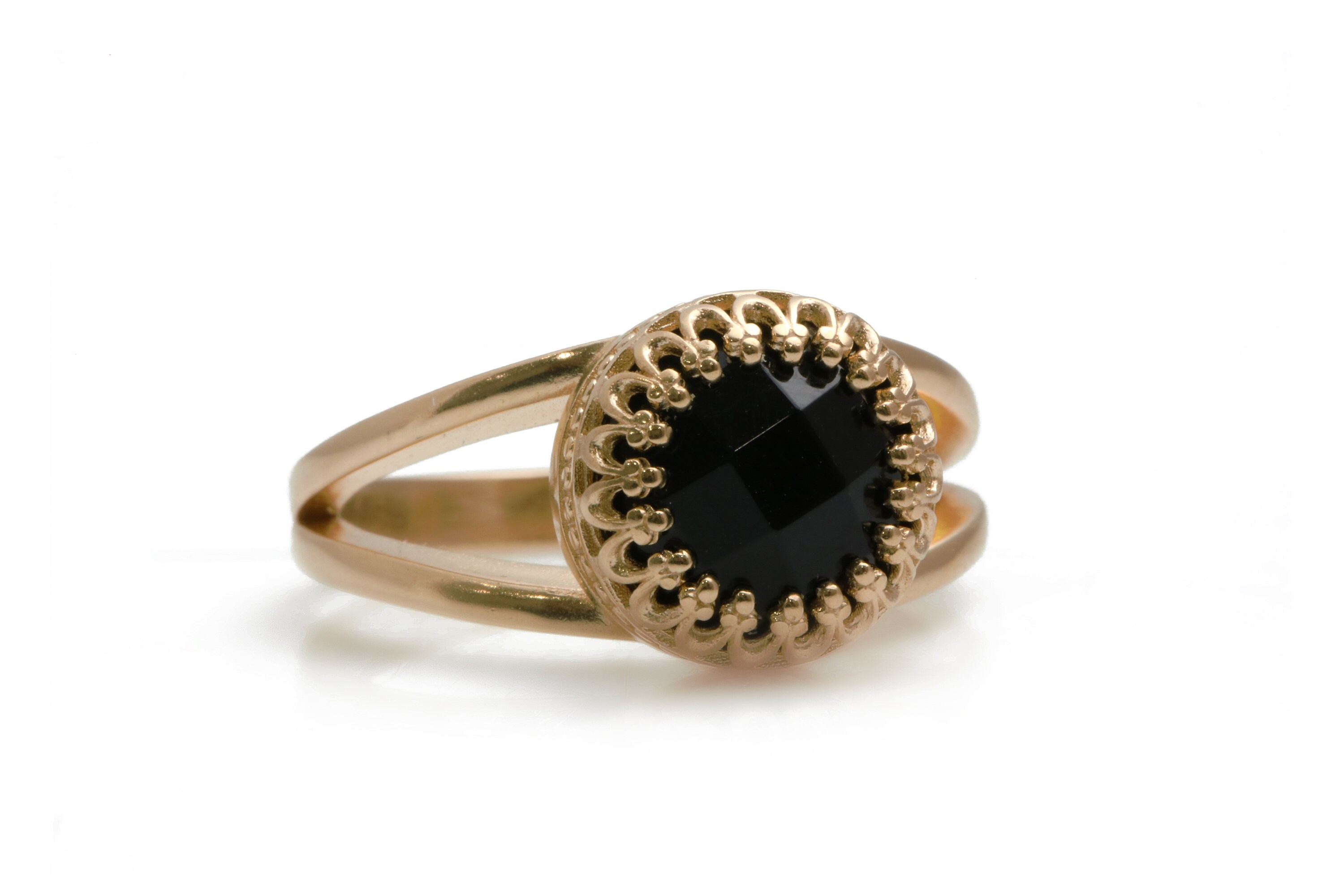 Black Onyx Ring Rose Gold Ring Pink Gold Ring Everyday | Etsy