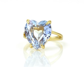 Anel de coração com tanzanita · Anel grande com a pedra do mês de dezembro · Anel de coquetel marcante · Anel solitário grande com gema para mulheres