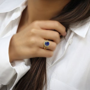 AA Grade Lapis Ring · 14k Gold Ring · Vintage Ring · Gold Crown Ring · Solitaire Ring · September Birthstone Ring · Gemstone Ring