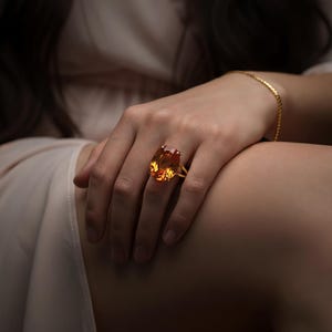 November Birthstone Ring · Healing Ring · Citrine Ring · Oval Ring · 14k Gold Ring · Large Rings For Women · Wedding Ring