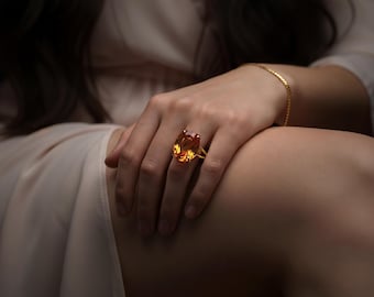 November Birthstone Ring · Healing Ring · Citrine Ring · Oval Ring · 14k Gold Ring · Large Rings For Women · Wedding Ring