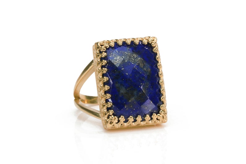 Lapis Ring · Rectangular Ring · Statement Ring · September Birthstone Ring · Gemstone Ring · Wow Ring · Rectangle Ring image 5