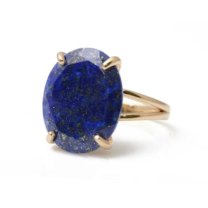 Lapis Lazuli Ring · Rose Gold Ring · Pink Gold Ring · 14k Gold Ring · Prong Ring · Gemstone Ring · September Birthstone Ring