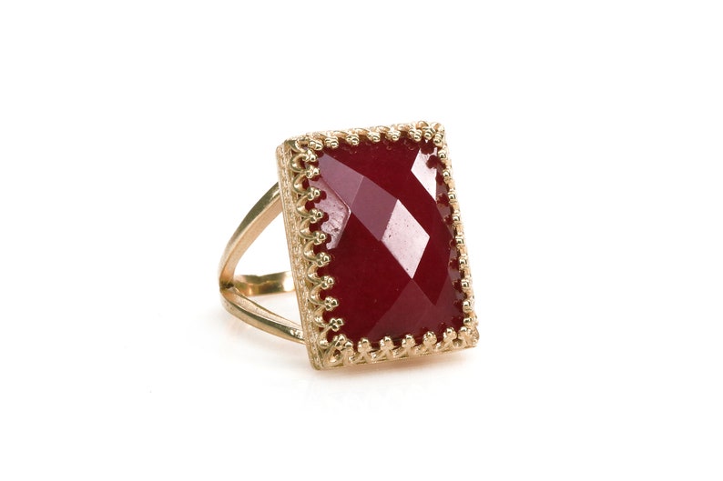 Jade Ring Rectangular Ring Large Ring Statement Ring Etsy