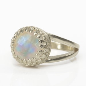 Rainbow Moonstone Ring · Silver Ring · Moonstone Jewelry · October Birthstone · Silver Stone Ring · Bridal Ring · Promise Ring