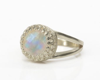 Rainbow Moonstone Ring · Silver Ring · Moonstone Jewelry · October Birthstone · Silver Stone Ring · Bridal Ring · Promise Ring