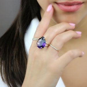 Amethyst Ring · Rose Gold Ring · Prong Ring · Cocktail Ring · Solitaire Ring · Gemstone Ring · February Birthstone Ring