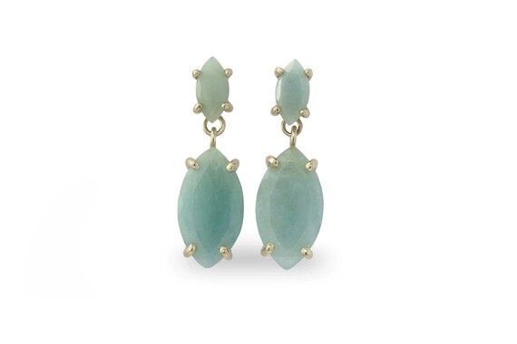 Blue Dyed Jadeite Multistone Drop Earrings Rhodium on Sterling Silver Blue Dyed Jadeite Multistone Drop Earrings Rhodium on Sterling Silver