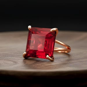 Pink Tourmaline Square Princess Cut Ring · 18k Gold Vermeil Jewelry · October Birthstone image 10