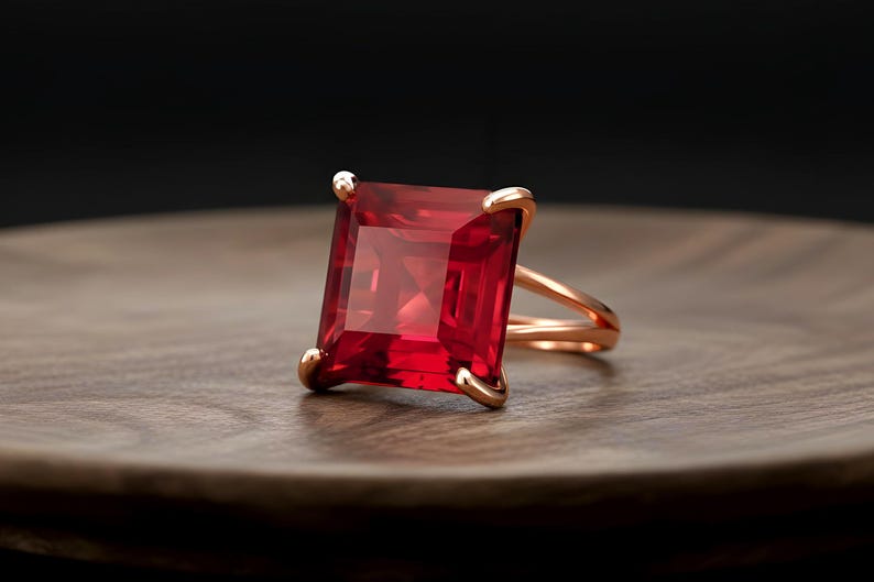 Pink Tourmaline Square Princess Cut Ring · 18k Gold Vermeil Jewelry · October Birthstone image 10