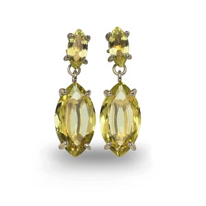 Marquise Cut Earrings · Lemon Quartz Earrings · Long Bridal Earrings · 18k Vermeil Earrings · Bridal Wedding Earrings Gold image 5