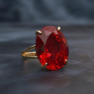 Vertical Oval Ruby Ring · Red Ruby Ring · Oval Cut Gemstone Ring · Engraved Ruby Ring image 3